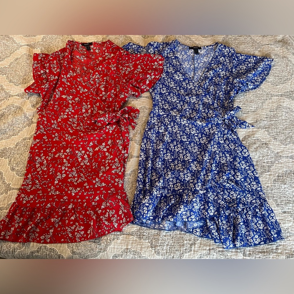 Forever 21 Red and Blue Floral Dresses